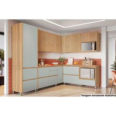 Balcão de Cozinha Modulado Rainha p/ Forno 1 Porta c/Tampo 70 cm Nature/Verde - Nesher