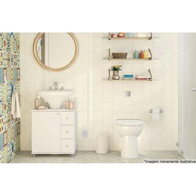 Bancada de Banheiro 3386 1 Porta e 3 Gavetas c/Pé 60cm cor Branco - Politorno