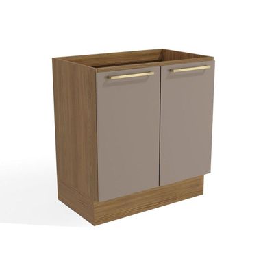 Balcão de Cozinha Modulado Botanic M623 c/ 2 Portas s/Tampo 80cm Nogueira/Fendi - Kappesberg