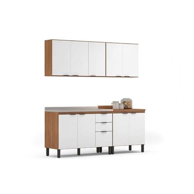 Kit de Cozinha Completa 4 Peças Firenze (2 Aéreos+2 Balcões) CP08 Avena/Grafito - Demóbile