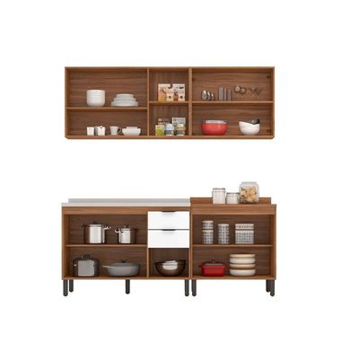 Kit de Cozinha Completa 4 Peças Firenze (2 Aéreos+2 Balcões) CP08 Avena/Grafito - Demóbile