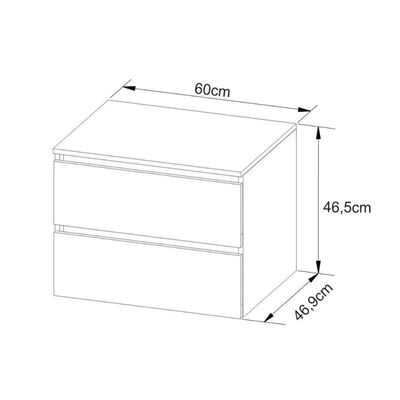 Bancada de Banheiro Suspenso BN3607 2 Gavetas cor Mármore Branco - Tecno Mobili