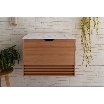 Bancada de Banheiro BN3613 cor Amendoa/Marmore Branco - Tecno Mobili