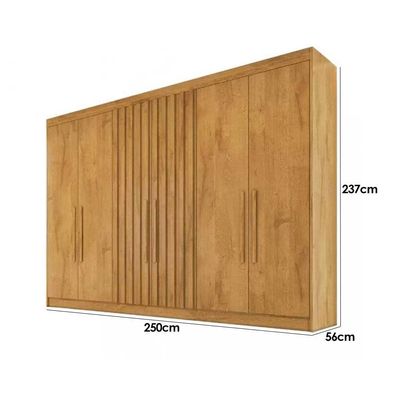 Guarda Roupa 6 Portas c/ 2 Ripadas e 6 Gavetas Potente Braúna/Off White - Europa