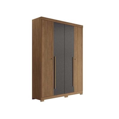 Guarda Roupa 4 Portas e 2 Gavetas c/ Pés Buriti Jatoba/Grafitte - Santos Andirá