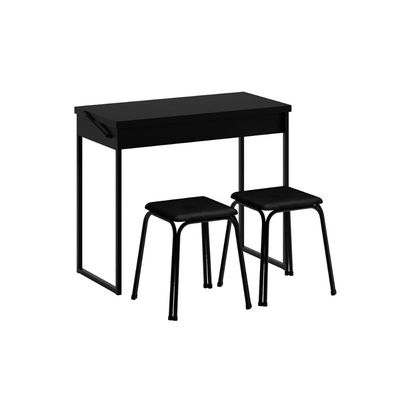 Mesa para Cozinha Dobrável 1590 c/ 2 Banquetas Preto - Carraro