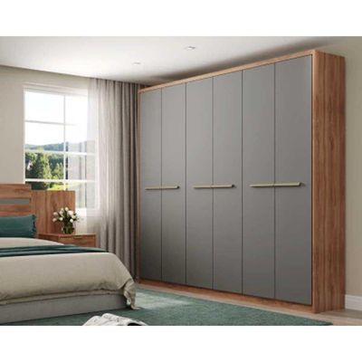 Guarda Roupa 6 Portas e 3 Gavetas Belmont 1154 Freijo c/ Cinza Titanio - Carraro
