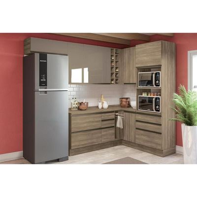Balcão de Cozinha Modulado Maxxi G748 Canto Reto 1 Porta c/Tampo 80cm Nogal/Orion - Kappesberg