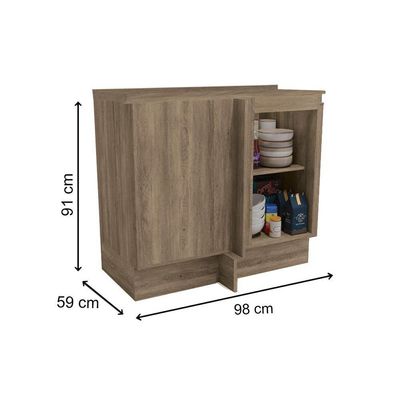 Balcão de Cozinha Modulado Maxxi G748 Canto Reto 1 Porta c/Tampo 80cm Nogal/Orion - Kappesberg
