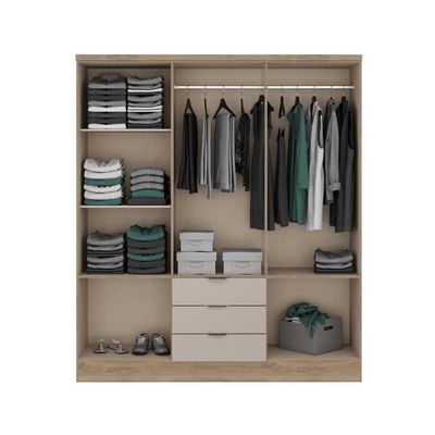 Guarda Roupa 6 Portas e 3 Gavetas Troy 1151 Noce/Off White - Carraro