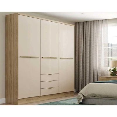 Guarda Roupa 6 Portas e 3 Gavetas Troy 1151 Noce/Off White - Carraro