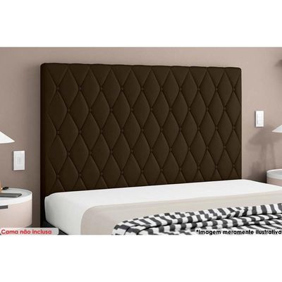 Painel de Cama Box Estofada Casal Camponesa Veludo Cacau - Simbal