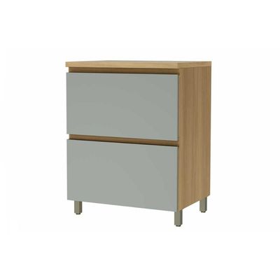 Gabinete de Cozinha Modulado Balcão Rainha 1 Porta e 1 Gaveta c/ Tampo 70cm Nature/Verde - Nesher