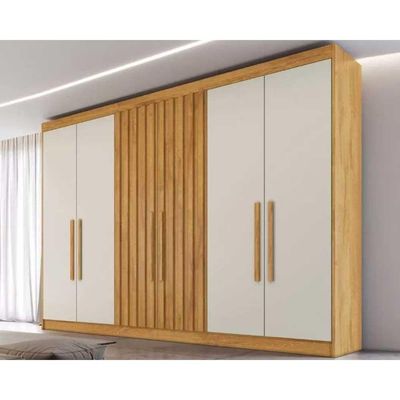 Guarda Roupa 6 Portas Potente c/6 Gavetas e c/ 2 Ripadas Peroba/Off White - Europa