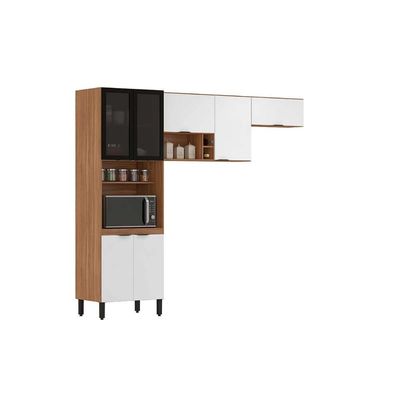 Cozinha Modulada Completa Firenze 3 Peças (2 Aéreos+1Paneleiro) CP07 Avena/Grafito - Demóbile