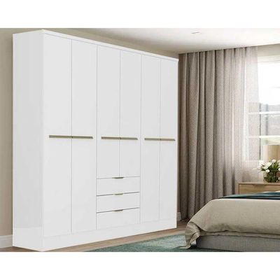 Guarda Roupa 6 Portas e 3 Gavetas Troy 1151 Branco - Carraro