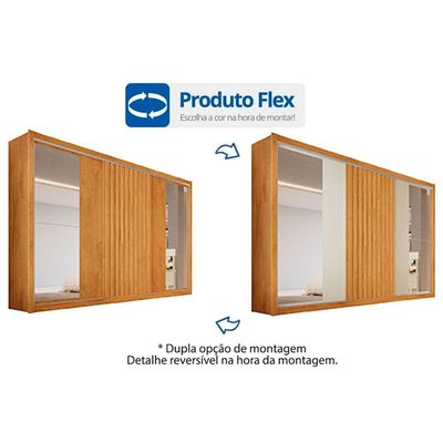 Guarda Roupa 3 Portas de Correr 1 Ripada e 6 Gavetas c/2 Espelhos Vitória Branco Acetinado - Europa