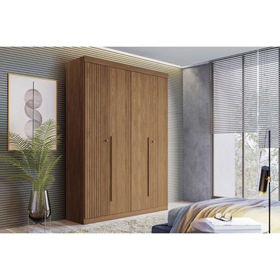 Guarda Roupa 4 Portas e 2 Gavetas Buriti jatoba/Areia - Santos Andirá