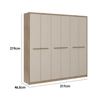 Guarda Roupa 6 Portas e 3 Gavetas Belmont 1154 Noce/Off White - Carraro