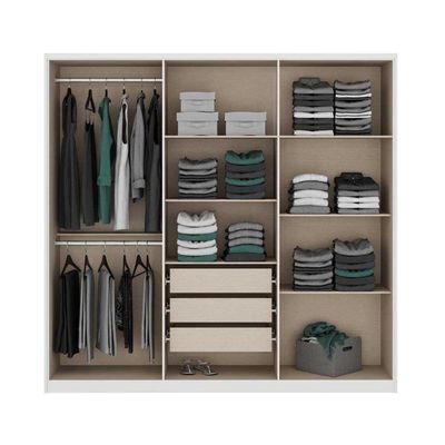 Guarda Roupa 6 Portas e 3 Gavetas Belmont 1154 Noce/Off White - Carraro