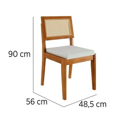 Sala de Jantar Completa Donna c/ Tampo Madeirado c/ Vidro 120cm + 4 Cadeiras Rainha Natural - Nesher