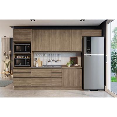 Balcão de Cozinha Modulado Maxxi G746 4 Gavetas e 1 Porta c/Tampo 120cm Nogal/Preto - Kappesberg