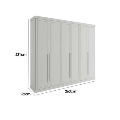 Guarda Roupa Casal 6 Portas e 6 Gavetas Capri 1159 Freijo c/ Cinza Titanio - Carraro
