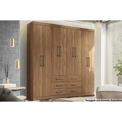 Guarda Roupa 8 Portas e 6 Gavetas c/ Pés Liverpool Jatoba - Santos Andirá