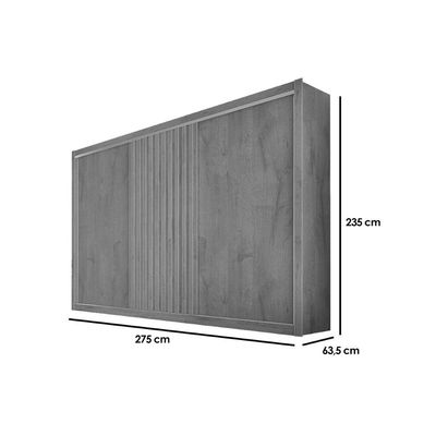 Guarda Roupa Casal Vitória c/6 Gavetas e 3 Portas de Correr Ripada Peroba/Off White/Peroba - Europa