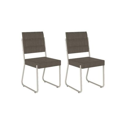 Cadeira Sala de Jantar 1736 Aço Kit 2 Uni MOCCA / PRATA - Carraro