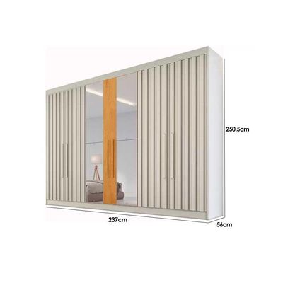 Guarda Roupa Casal Potente c/6 Gavetas e 6 Portas c/ 4 Ripadas c/2 Espelhos Peroba - Europa