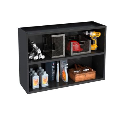 Armário Aéreo Multiuso p/Área Serviço Multibox Aço 2 Portas c/ Chave 80cm Preto/Cinza - Telasul