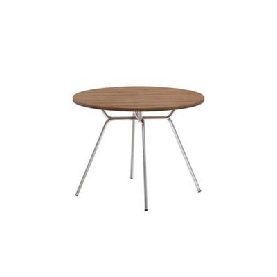 Mesa de Sala Jantar 1588 Aço c/Tampo Madeirado 100cm Freijo c/ Prata - Carraro