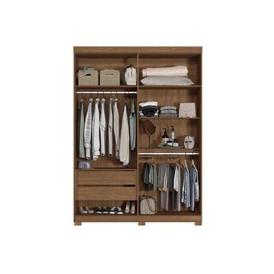 Guarda Roupa Solteiro 4 Portas e 2 Gavetas c/ Pés Buriti jatoba/Areia - Santos Andirá