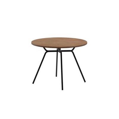 Mesa de Sala Jantar 1588 Aço c/Tampo Madeirado 100cm Freijo c/ Preto - Carraro