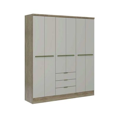 Guarda Roupa Casal 6 Portas e 3 Gavetas Troy 1151 Noce/Off White - Carraro