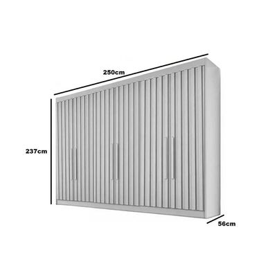 Guarda Roupa Casal 6 Portas Ripadas e 6 Gavetas Potente Off White - Europa