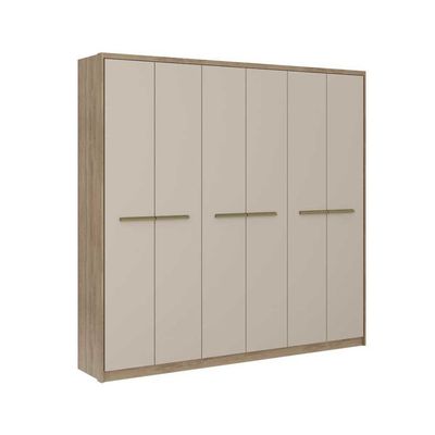 Guarda Roupa Casal 6 Portas e 3 Gavetas Belmont 1154 Freijo c/ Cinza Titanio - Carraro