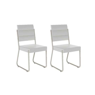 Cadeira Sala de Jantar 1736 Aço Kit 2 Uni Branco/Prata - Carraro