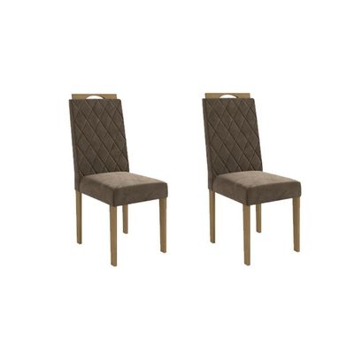 Cadeira Sala de Jantar 2CAD152 Kit 2 Un Freijo/Veludo Bege A036 - Kappesberg