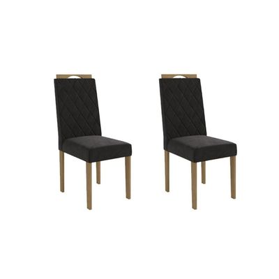 Cadeira Sala de Jantar 2CAD152 Kit 2 Un Freijo/Veludo Bege A036 - Kappesberg