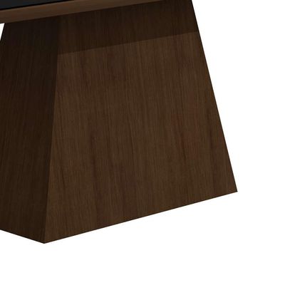Conjunto de Mesa de Jantar Luna II com Vidro e 6 Cadeiras Grécia Suede Castor e Preto