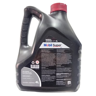 Óleo Lubrificante do Motor Mobil Super 20W50 API SL Mineral - 4L