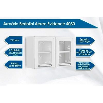 Armário De Cozinha Modulado Evidence 7006 2 Portas C-vidro Branco - Bertolini