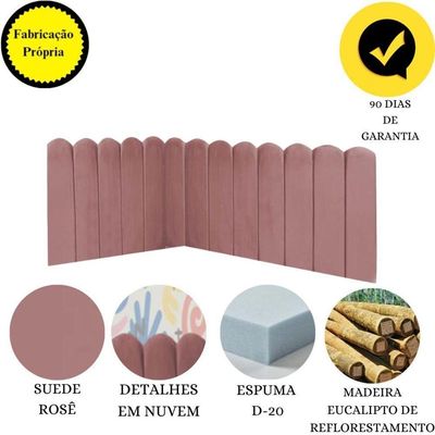 Cabeceira Painel Cama Solteiro Box Nuvem Suede Sandy 90 Cm :rosê