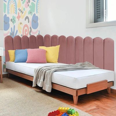 Cabeceira Painel Cama Solteiro Box Nuvem Suede Sandy 90 Cm :rosê
