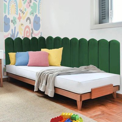 Cabeceira Painel Cama Solteiro Box Nuvem Suede Sandy 90 Cm :verde