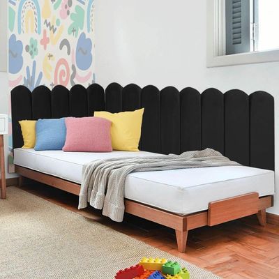 Cabeceira Painel Cama Solteiro Box Nuvem Suede Sandy 90 Cm :preto