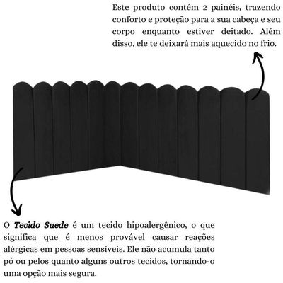 Cabeceira Painel Cama Solteiro Box Nuvem Suede Sandy 90 Cm :preto
