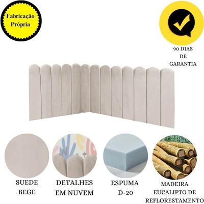 Cabeceira Painel Cama Solteiro Box Nuvem Suede Sandy 90 Cm :bege